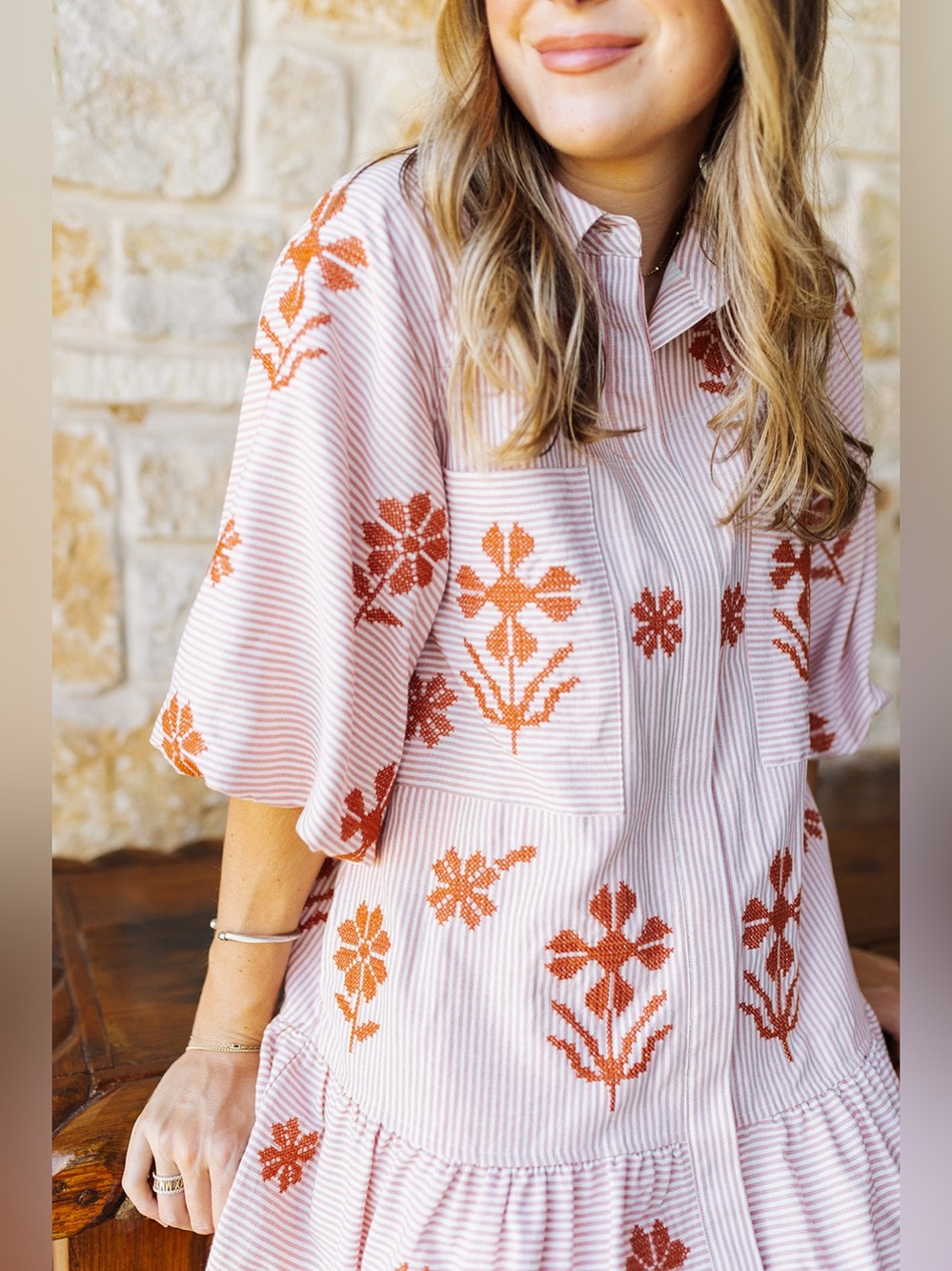 NWT J.Marie Kade Embroidered Short Sleeve Button up Mini Dress Sz XL - Picture 8 of 16